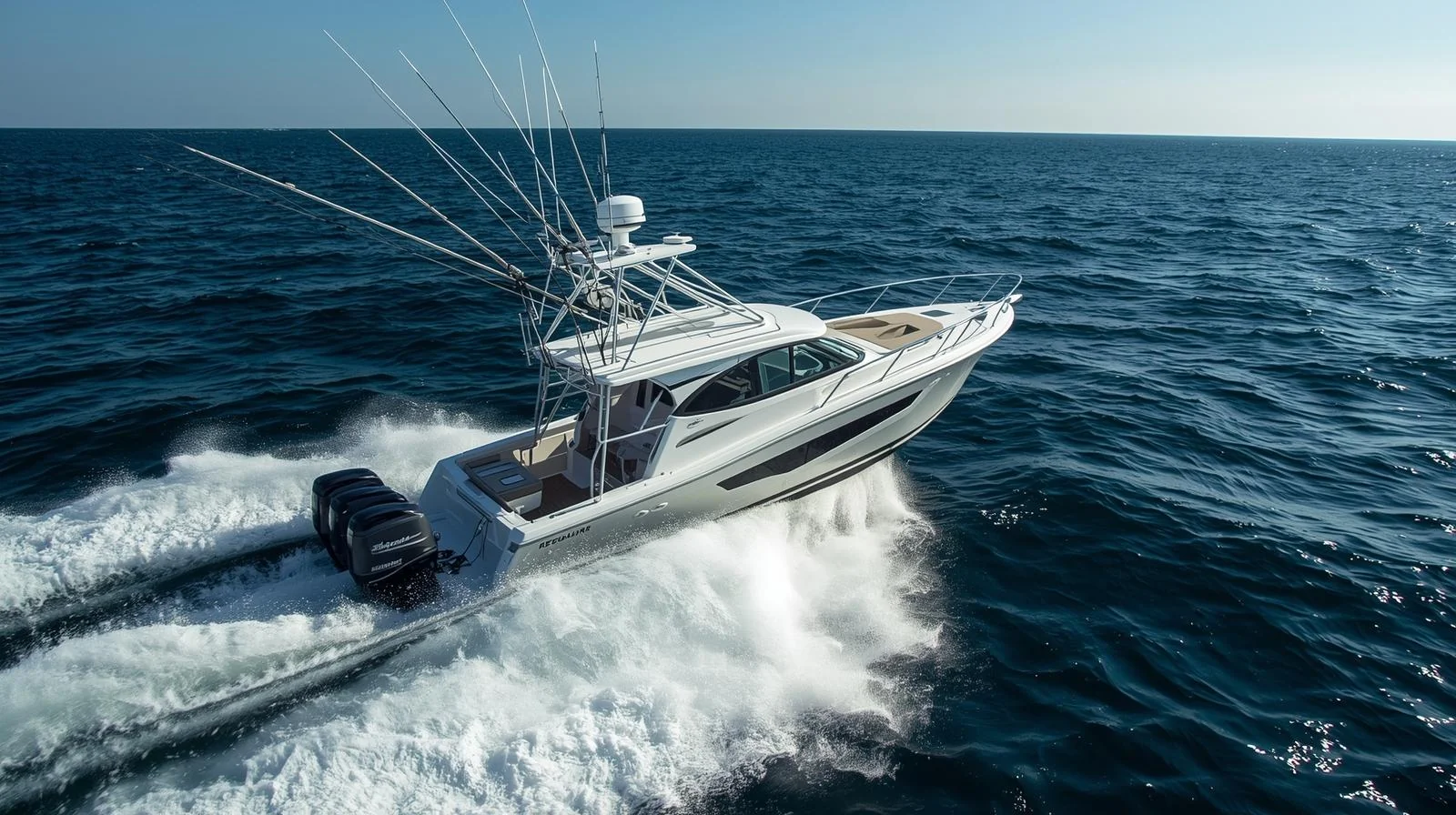 Illustration of a fishing charter boat in open waters